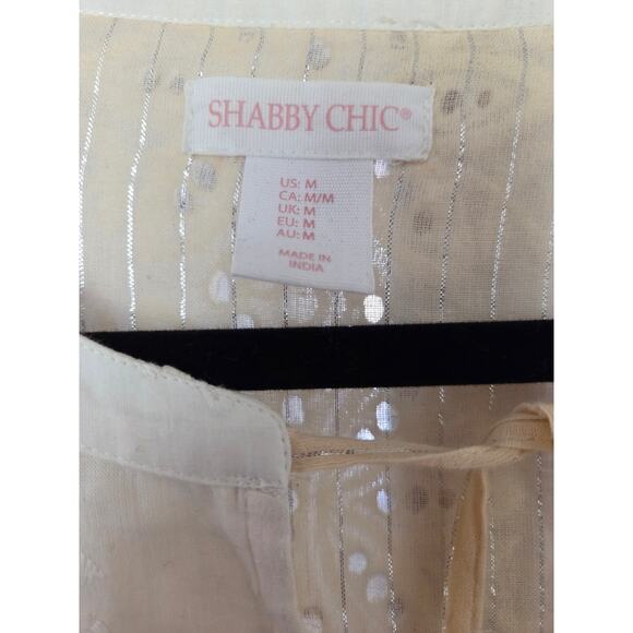 Boho Peasant Cottagecore Embroidered Eyelet Tassel Top - M - Picture 7 of 12